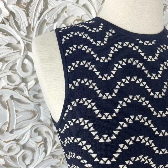 {Ted Baker} Navy/Ivory Bryena Jacquard Fit & Flare Knit Dress, US Size 2 - Picture 4 of 12